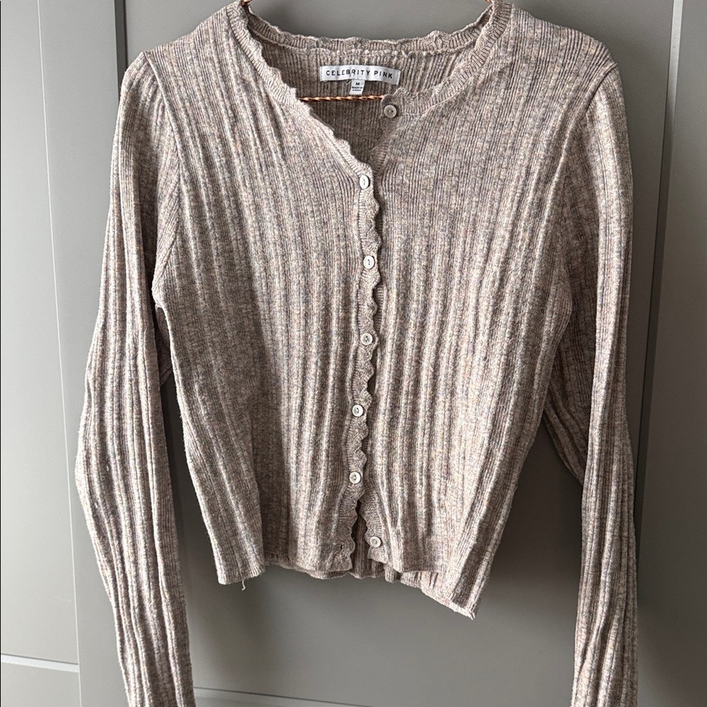 Cecico Women's Taupe Ribbed Cardigan